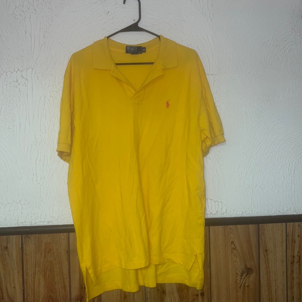 Yellow polo with pink horse